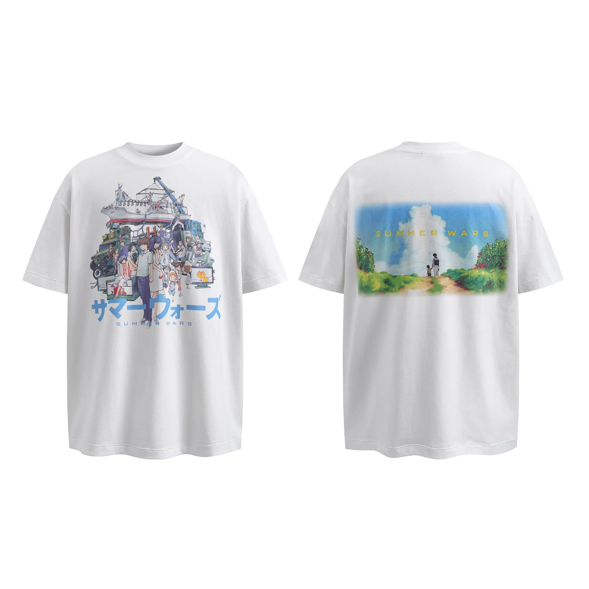 S539# P130 Saint Michael x Summer Wars x GEEKS RULE Summer Wars short-sleeved T-shirt color: white black size: S, M, L, XL